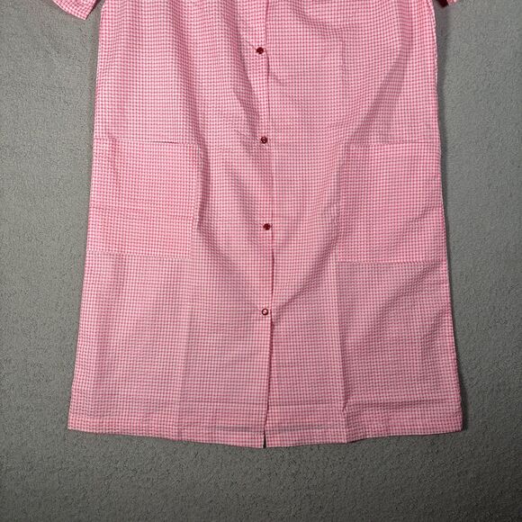 NWT Dreamcrest Night Gown Women’s Size L‎ Coral Gingham Plaid Pearl Snap Muumuu - Picture 5 of 12